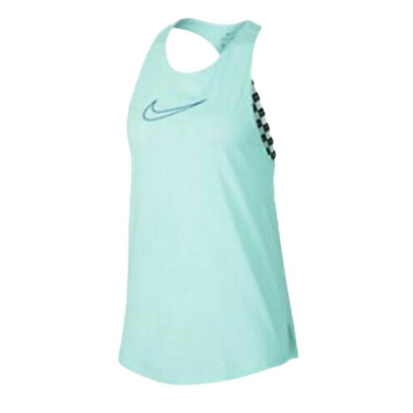 Nike Dri-Fit Checkered Teal Elastic Tank Top - Picture 1 of 13